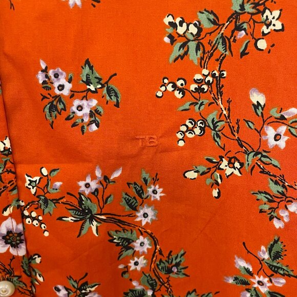 New Tory Burch Orange Floral Cotton Poplin Shirt sz 6 $228 - Picture 8 of 11
